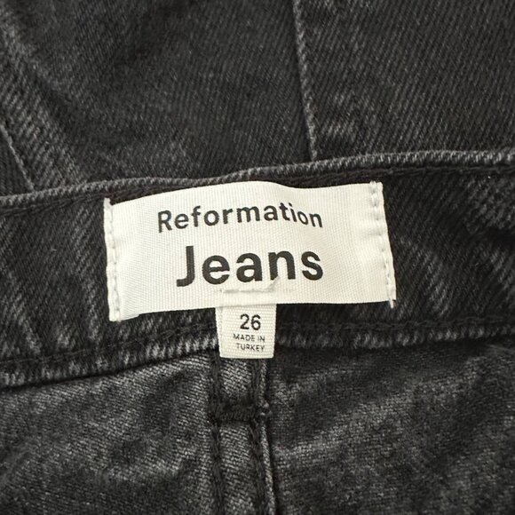 Reformation Charlie High Rise Jean Short Distress Washed Black Sz 24 - Picture 5 of 7